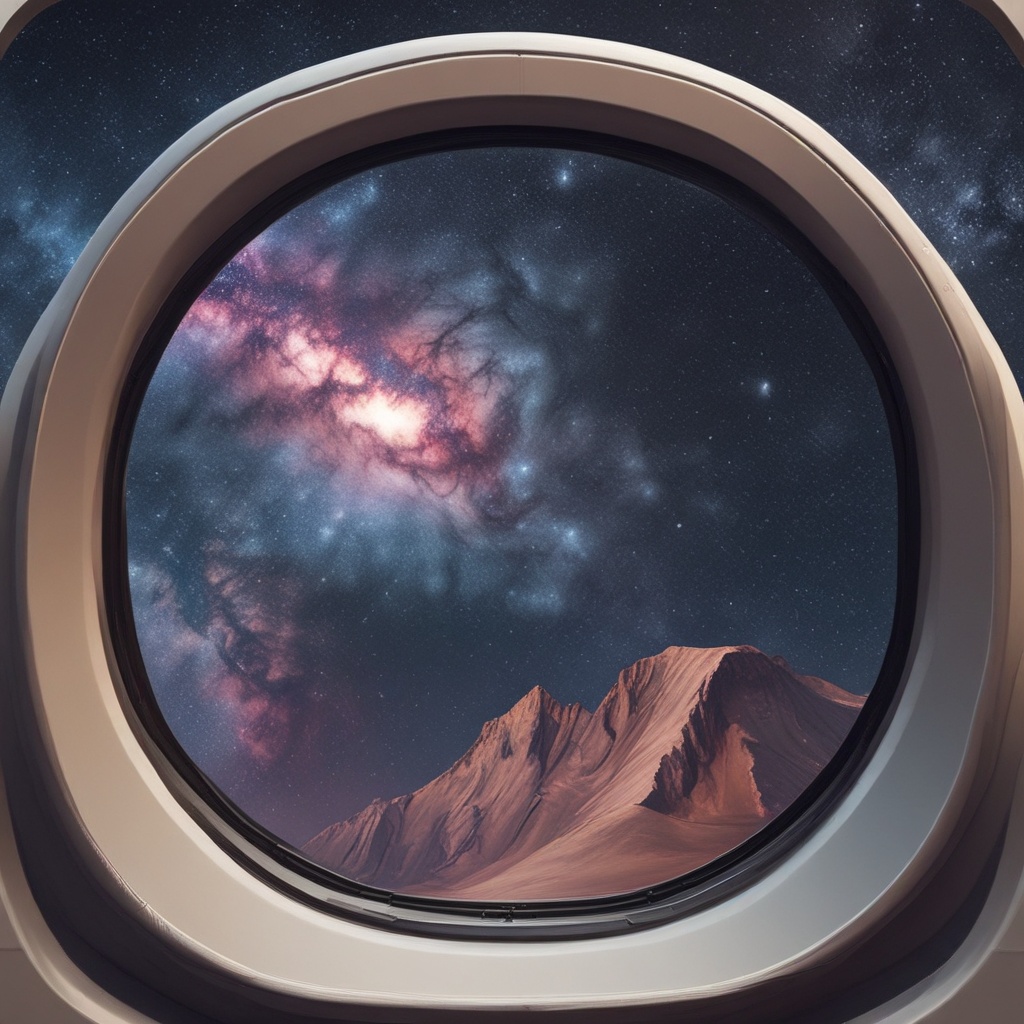 Galaxy view from the spaceship window